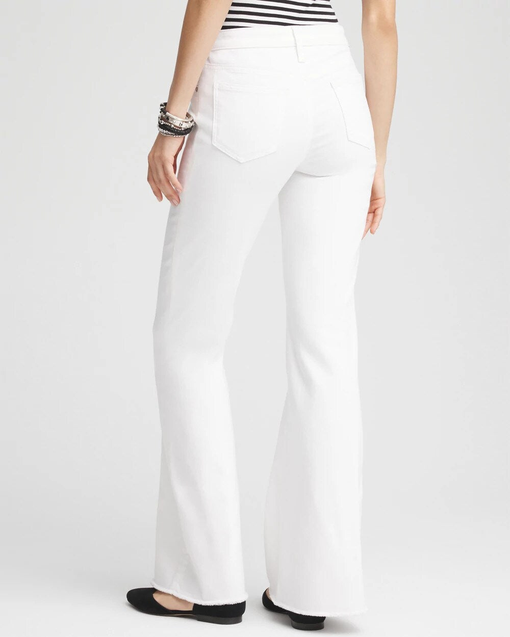 Chico's Women | Girlfriend No Stain Frayed Flared Jeans ALABASTER