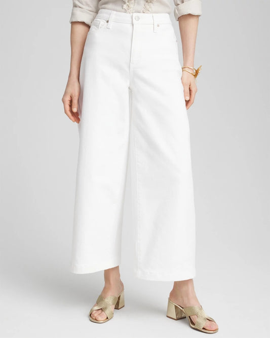 Chico's Women | So Slimming® High-Rise Wide Cropped Jeans ALABASTER