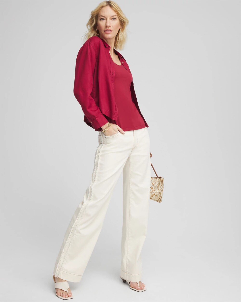Chico's Women | Sea Salt High-Rise Frayed Jeans NATURAL SEEDED