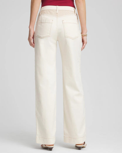 Chico's Women | Sea Salt High-Rise Frayed Jeans NATURAL SEEDED