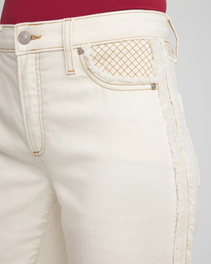 Chico's Women | Sea Salt High-Rise Frayed Jeans NATURAL SEEDED
