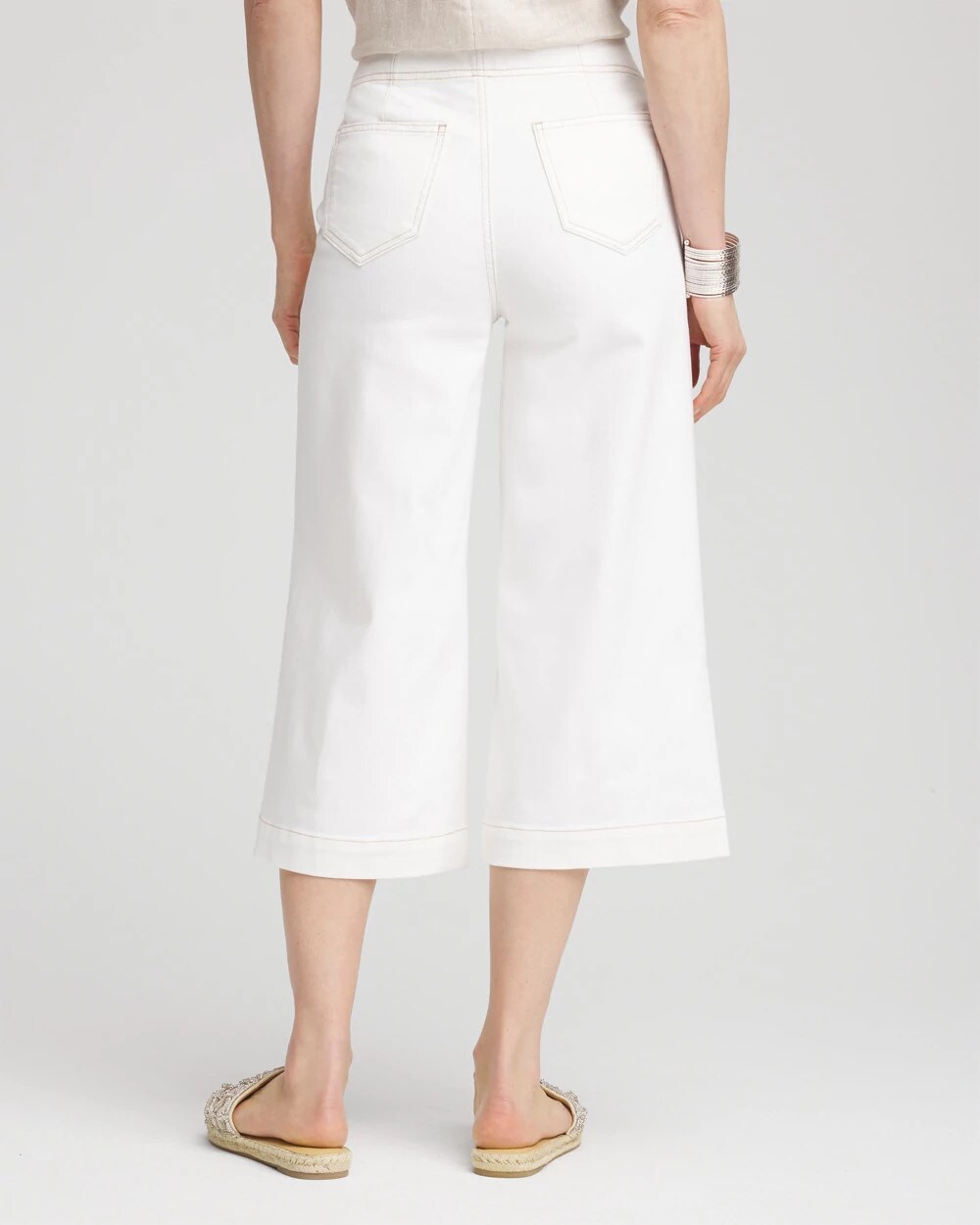 Chico's Women | No Stain Pull-On Wide Capri Jeans ALABASTER