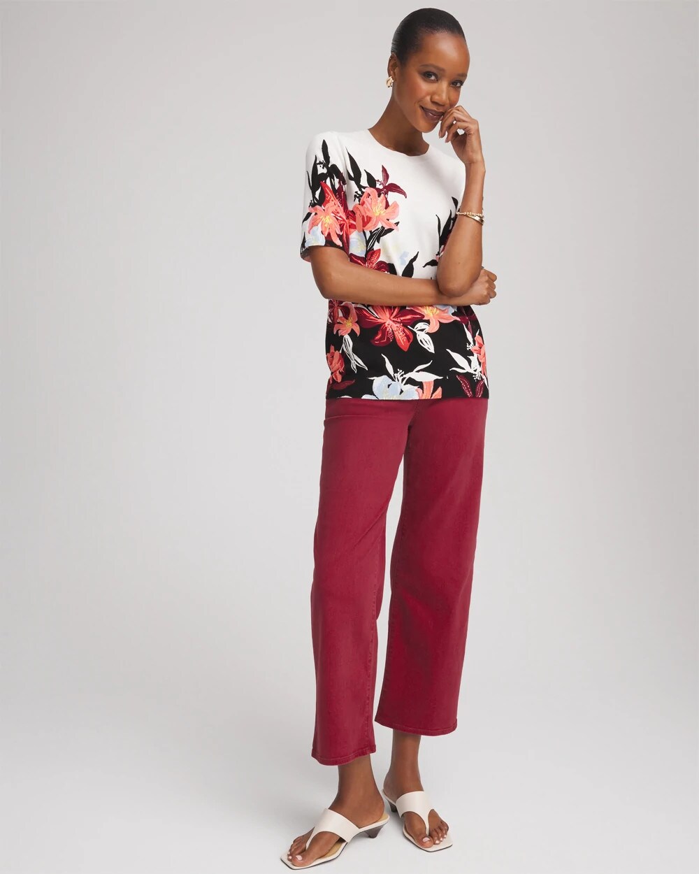 Chico's Women | Girlfriend Cropped Wide-Leg Jean RUSSET RED