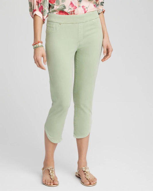 Chico's Women | Pull-On Dolphin-Hemmed Capri Jeans MOROCCAN MINT