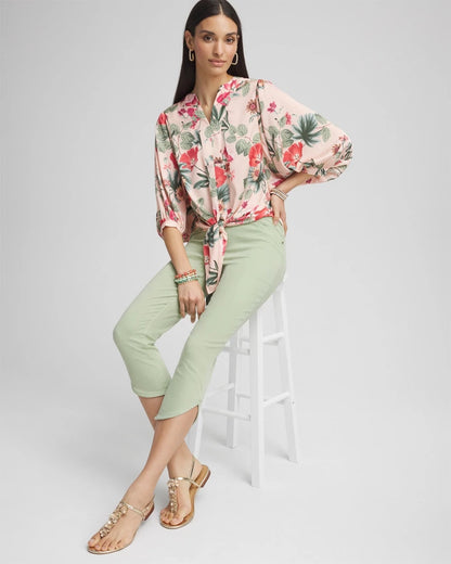 Chico's Women | Pull-On Dolphin-Hemmed Capri Jeans MOROCCAN MINT