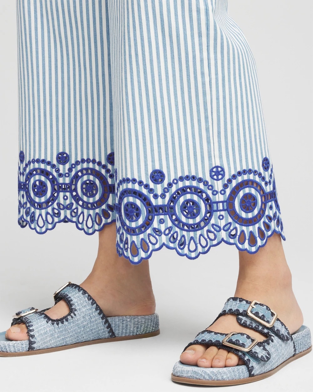 Chico's Women | Eyelet High-Rise Wide Cropped Jeans BLUE