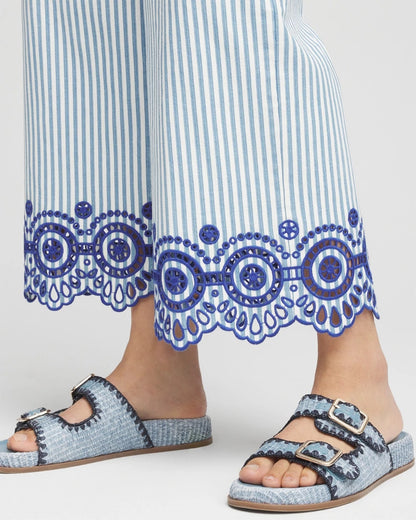 Chico's Women | Eyelet High-Rise Wide Cropped Jeans BLUE