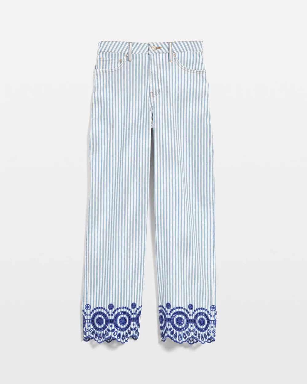 Chico's Women | Eyelet High-Rise Wide Cropped Jeans BLUE
