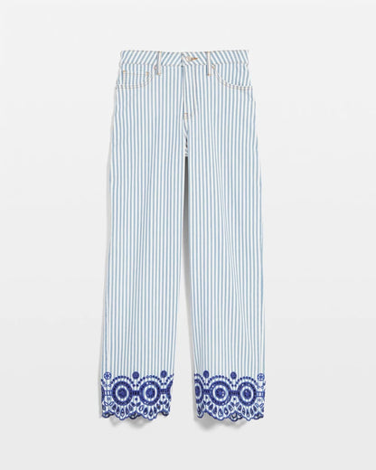 Chico's Women | Eyelet High-Rise Wide Cropped Jeans BLUE