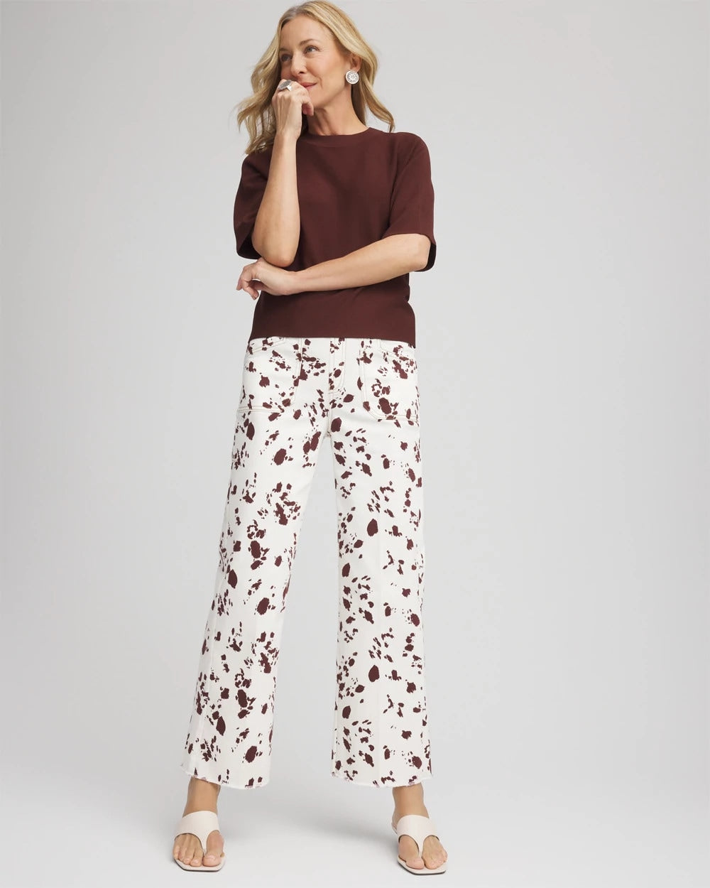 Chico's Women | Pampas Pony Pull on Wide Crop ECRU