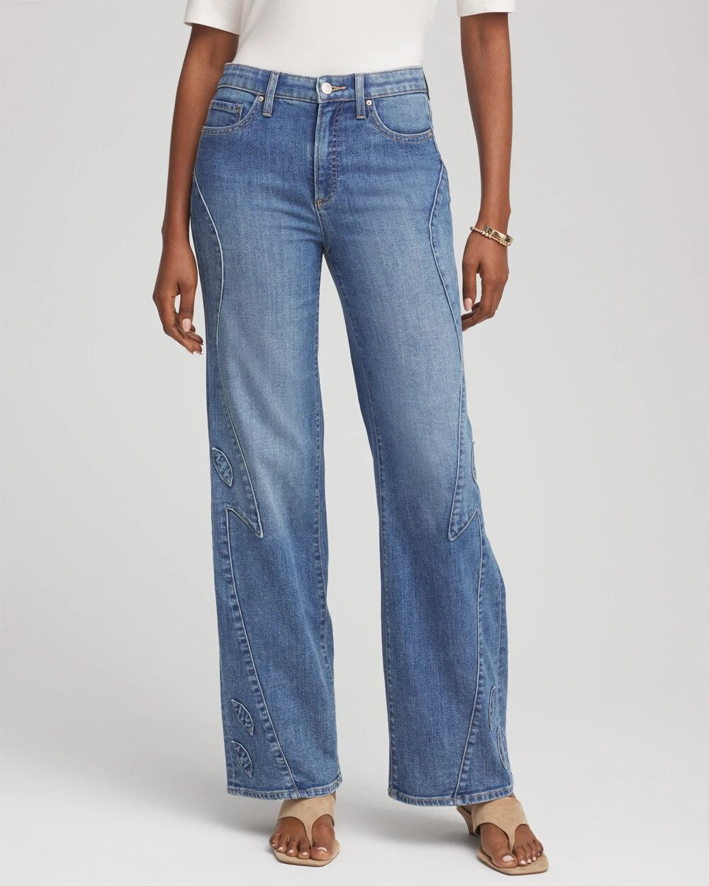 Chico's Women | Appliqué High-Rise Wide-Leg Jeans AVENIDA INDIGO