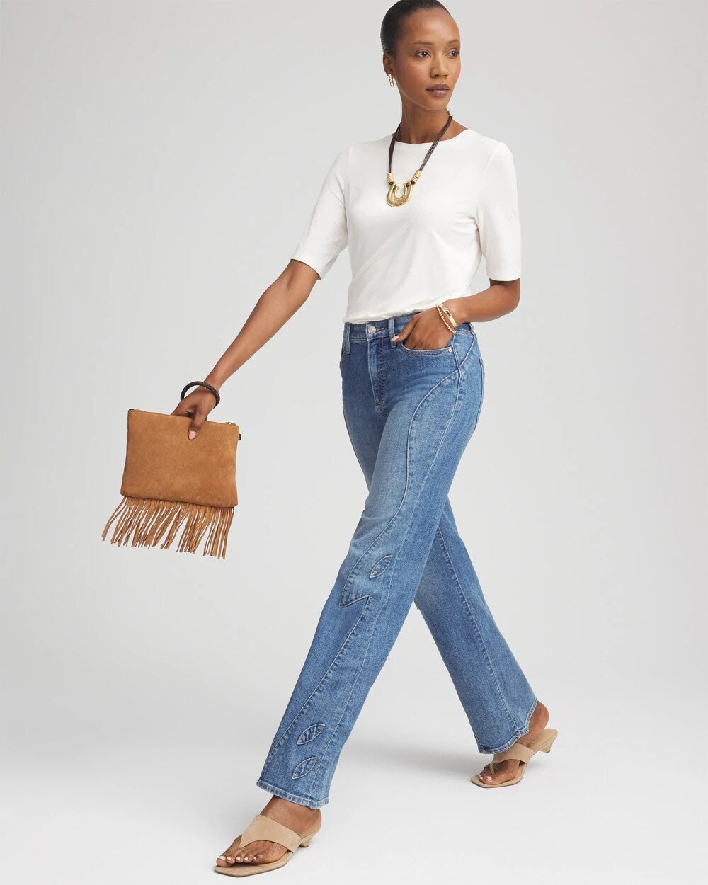 Chico's Women | Appliqué High-Rise Wide-Leg Jeans AVENIDA INDIGO