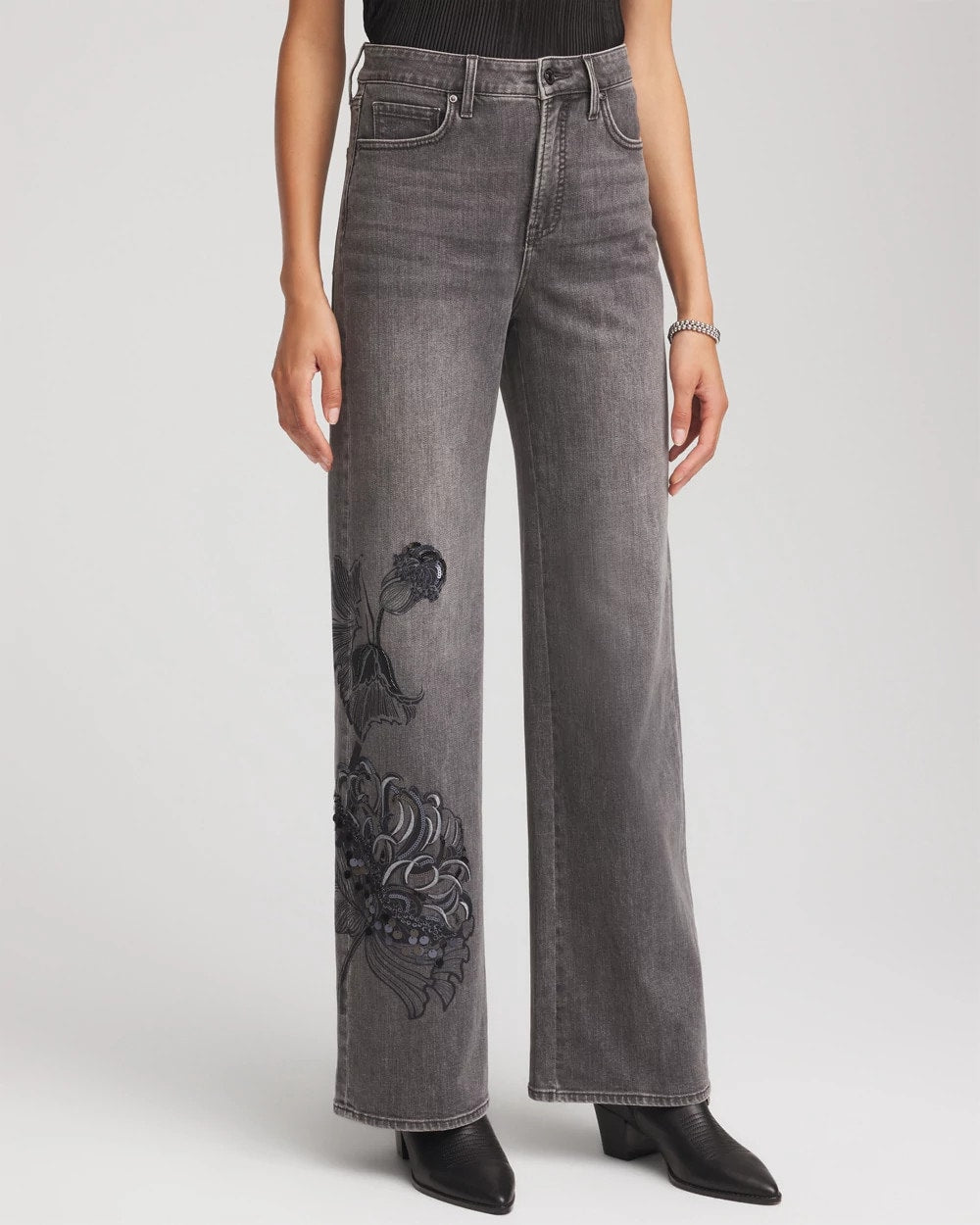 Chico's Women | Printed High-Rise Wide-Leg Jean WICKLOW WASH