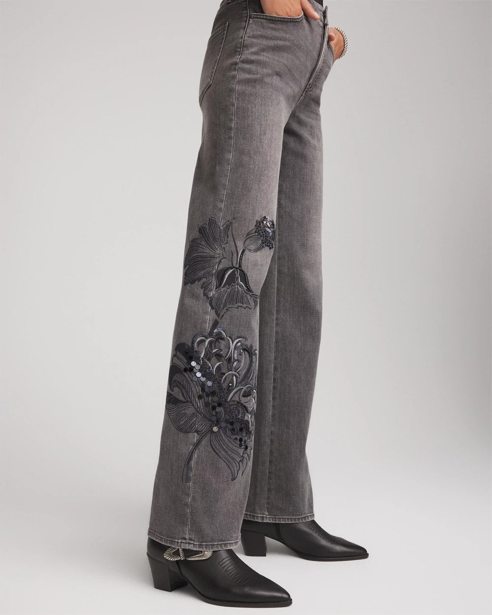 Chico's Women | Printed High-Rise Wide-Leg Jean WICKLOW WASH