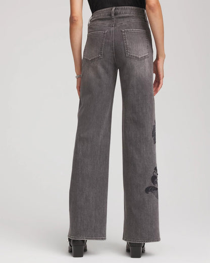 Chico's Women | Printed High-Rise Wide-Leg Jean WICKLOW WASH
