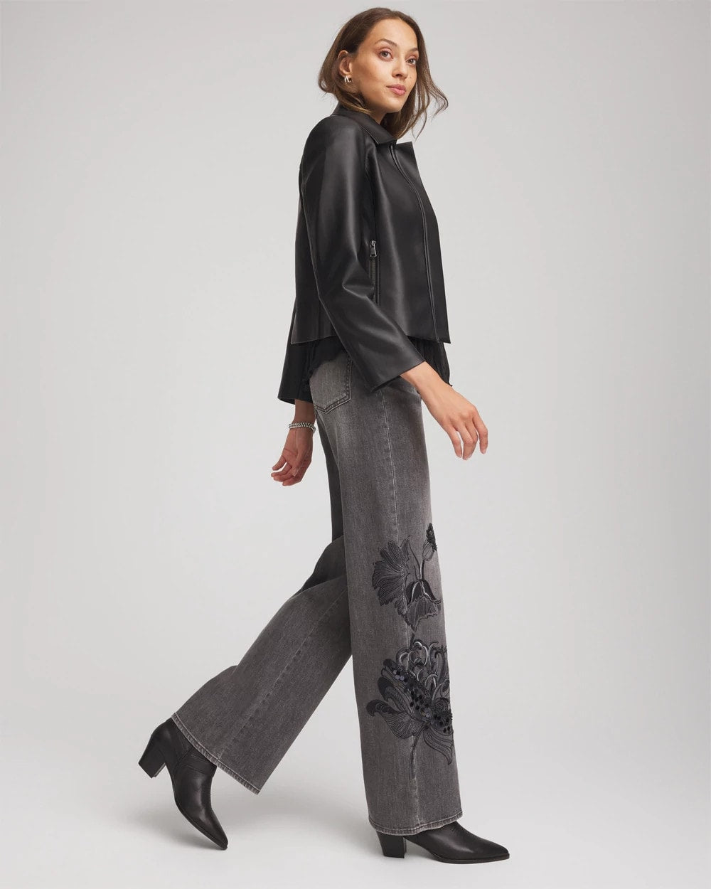 Chico's Women | Printed High-Rise Wide-Leg Jean WICKLOW WASH
