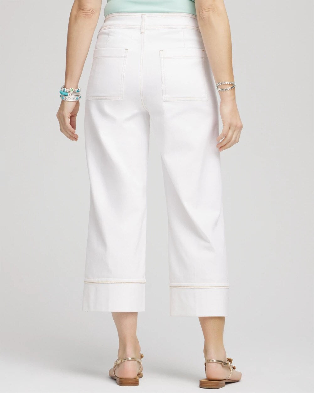 Chico's Women | Pintuck High-Cuff Cropped Jeans ALABASTER