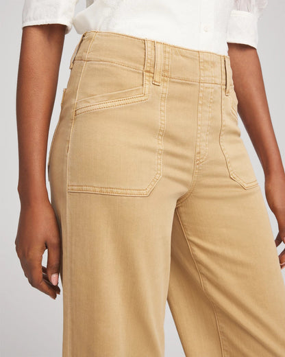 Chico's Women | Neutral Pull-On Cropped Wide-Leg Frayed Jeans CAFE AROMA