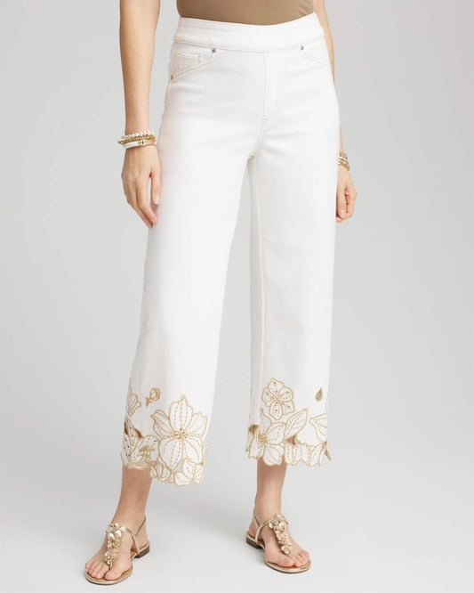 Chico's Women | Pull-On Embellished Cropped Jeans ALABASTER