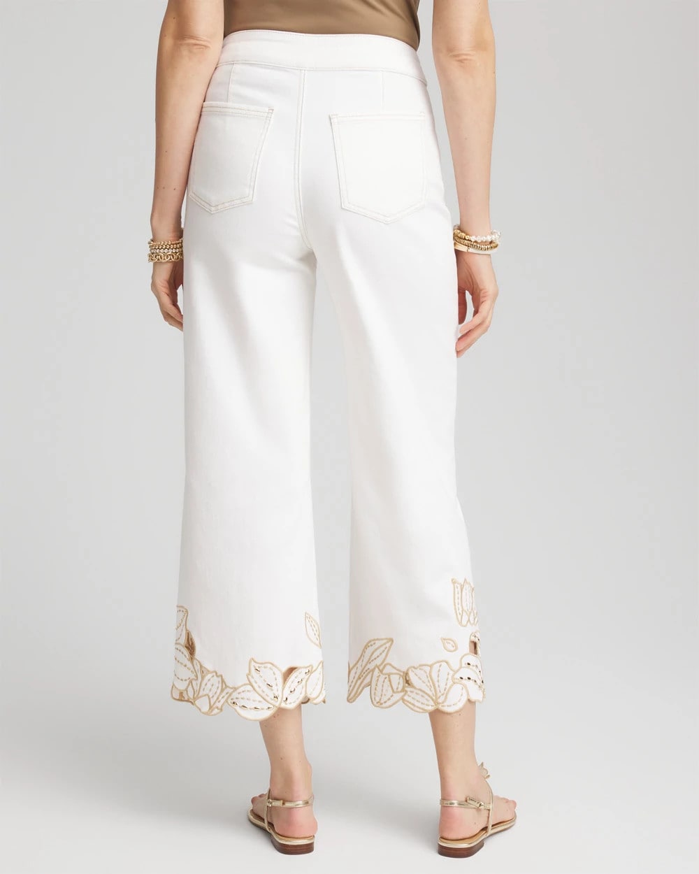 Chico's Women | Pull-On Embellished Cropped Jeans ALABASTER