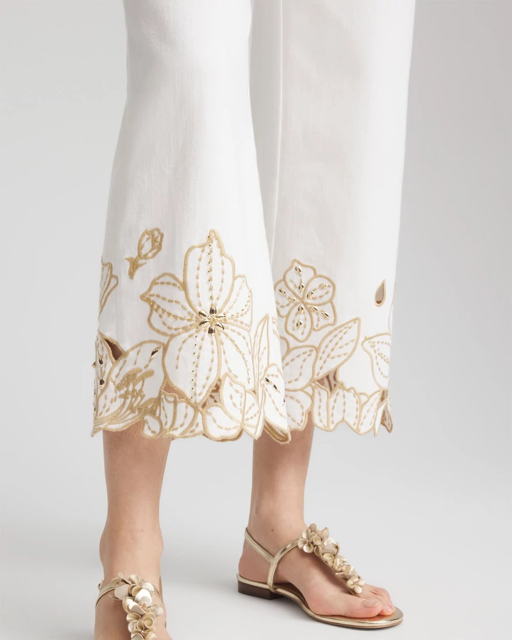 Chico's Women | Pull-On Embellished Cropped Jeans ALABASTER