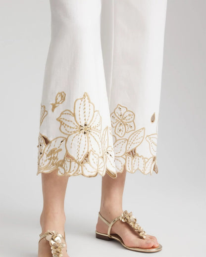 Chico's Women | Pull-On Embellished Cropped Jeans ALABASTER