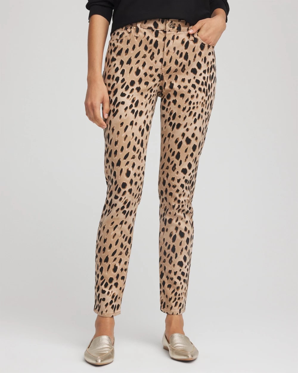 Chico's Women | Leopard Girlfriend Slim Ankle Jeans CARAMEL APPLE
