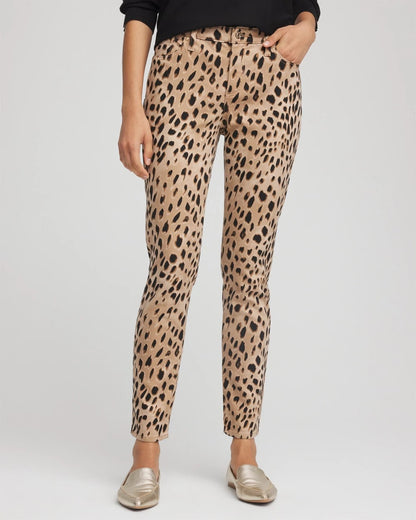 Chico's Women | Leopard Girlfriend Slim Ankle Jeans CARAMEL APPLE