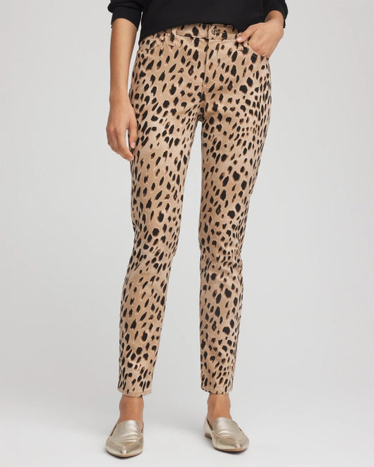 Chico's Women | Leopard Girlfriend Slim Ankle Jeans CARAMEL APPLE