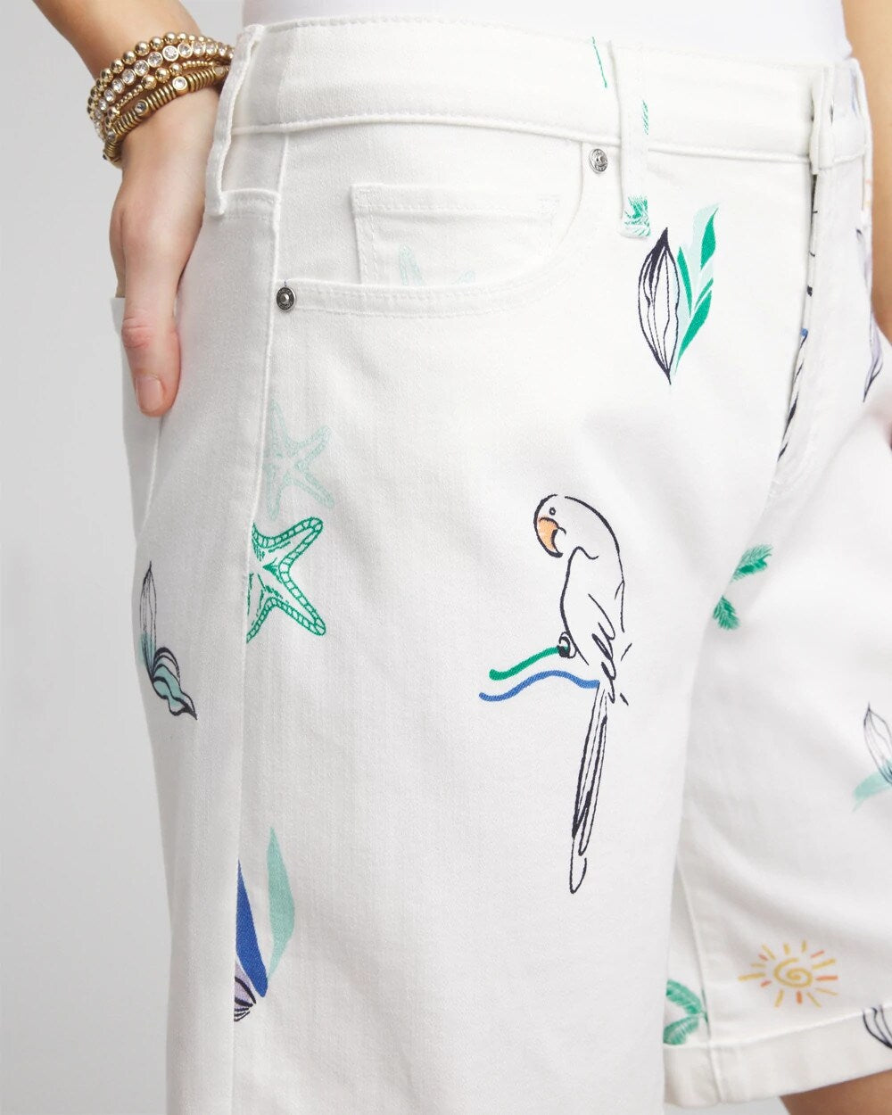 Chico's Women | Girlfriend Cuffed Swing Denim Shorts ALABASTER