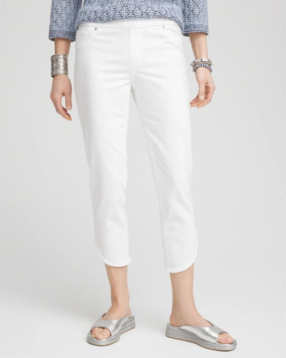 Chico's Women | No Stain Pull-On Dolphin-Hem Capri Jeans ALABASTER