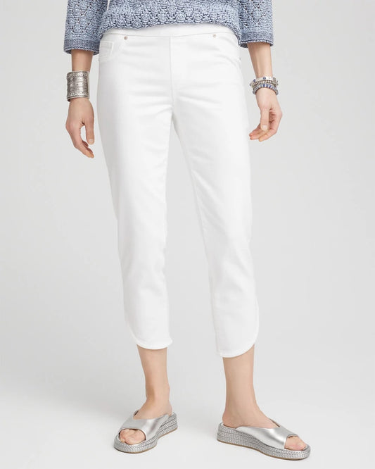 Chico's Women | No Stain Pull-On Dolphin-Hem Capri Jeans ALABASTER