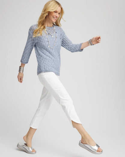 Chico's Women | No Stain Pull-On Dolphin-Hem Capri Jeans ALABASTER