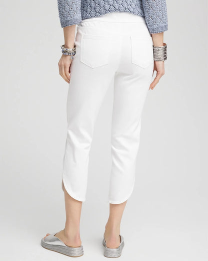 Chico's Women | No Stain Pull-On Dolphin-Hem Capri Jeans ALABASTER