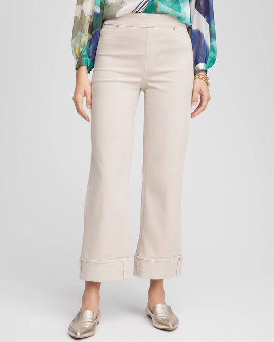 Chico's Women | Pull-On Wide Leg Cuffed Jeans SMOKEY TAUPE