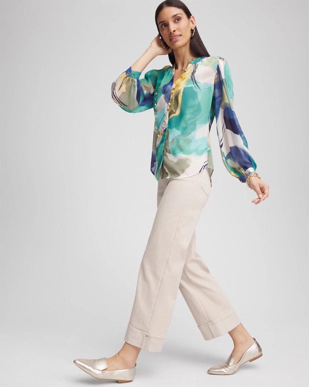 Chico's Women | Pull-On Wide Leg Cuffed Jeans SMOKEY TAUPE
