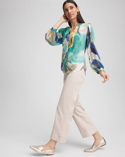 Chico's Women | Pull-On Wide Leg Cuffed Jeans SMOKEY TAUPE