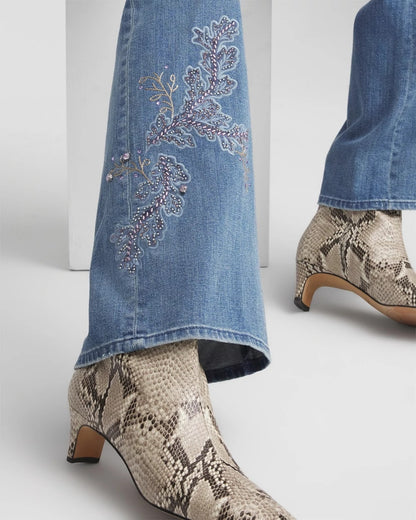 Chico's Women | Embellished High Rise Wide Leg Jeans MEERA INDIGO
