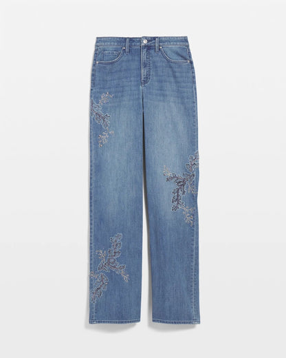 Chico's Women | Embellished High Rise Wide Leg Jeans MEERA INDIGO