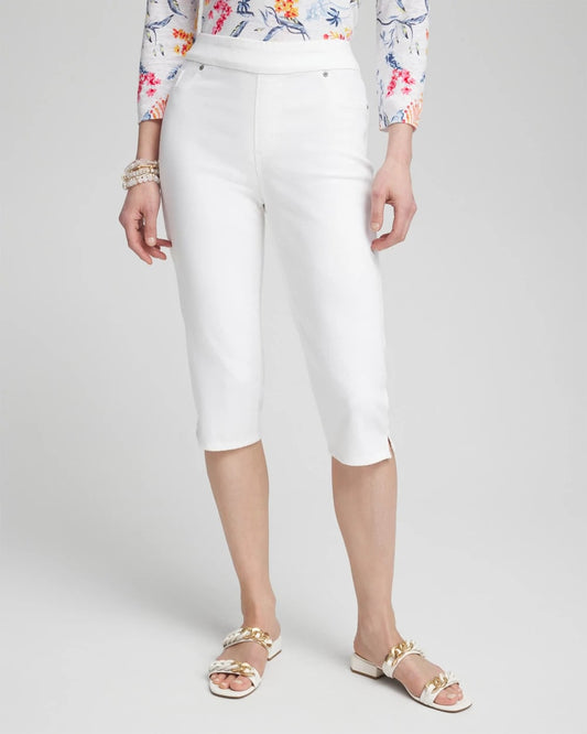 Chico's Women | No-Stain 17" Pull-on Denim Capris ALABASTER