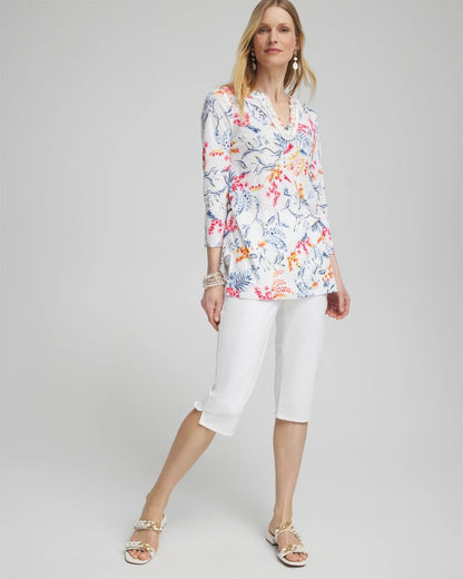 Chico's Women | No-Stain 17" Pull-on Denim Capris ALABASTER