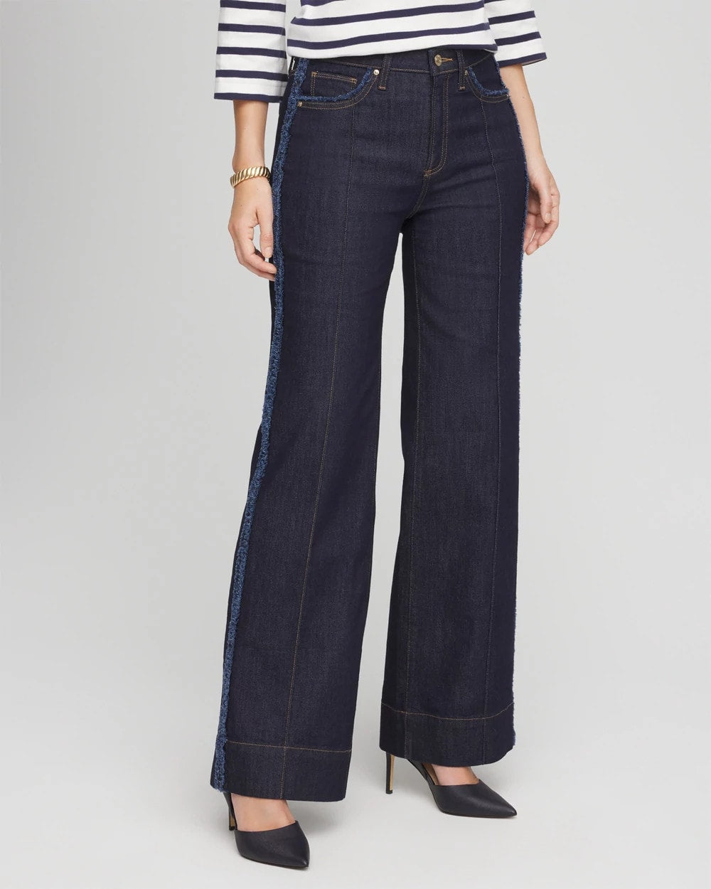 Chico's Women | Petite Frayed High-Rise Wide-Leg Jeans CEDAR RINSE