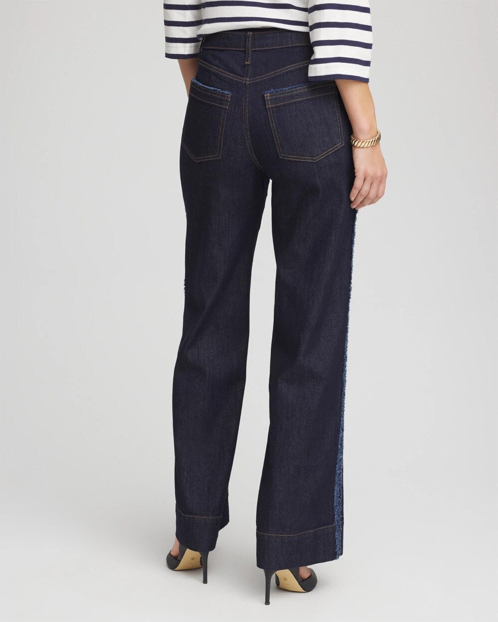 Chico's Women | Petite Frayed High-Rise Wide-Leg Jeans CEDAR RINSE