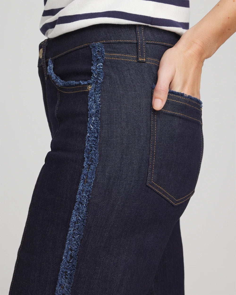 Chico's Women | Petite Frayed High-Rise Wide-Leg Jeans CEDAR RINSE