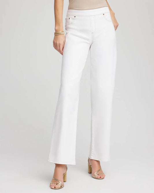 Chico's Women | Petite Seeded Pull-On Wide-Leg Jeans NATURAL SEEDED
