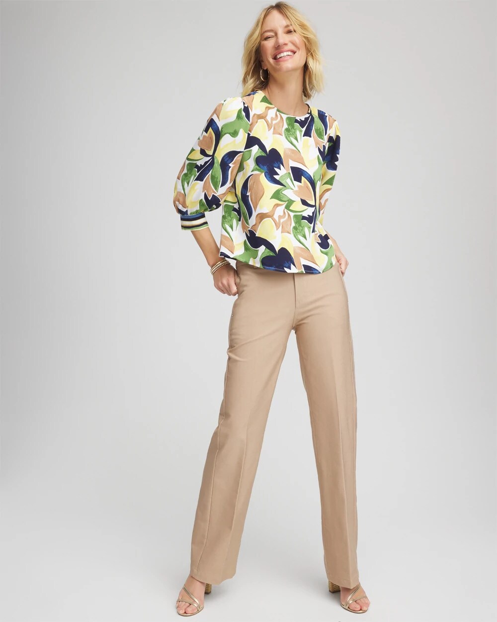 Chico's Women | Cotton Straight-Leg Trousers CATTAIL BROWN