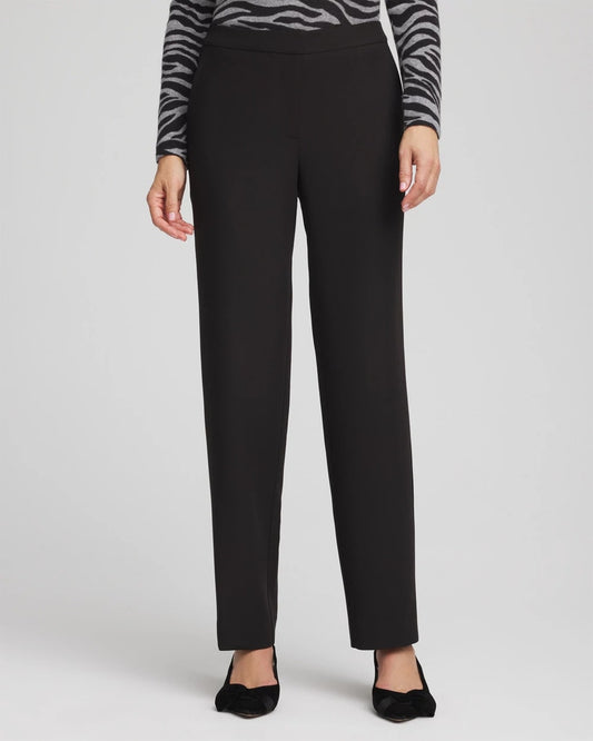 Chico's Women | Textured Straight Tapered Ankle Pants BLACK