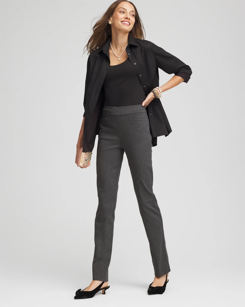 Chico's Women | Brigitte™ Slim Full-Length Pants GRAPHITE HEATHER GRAY