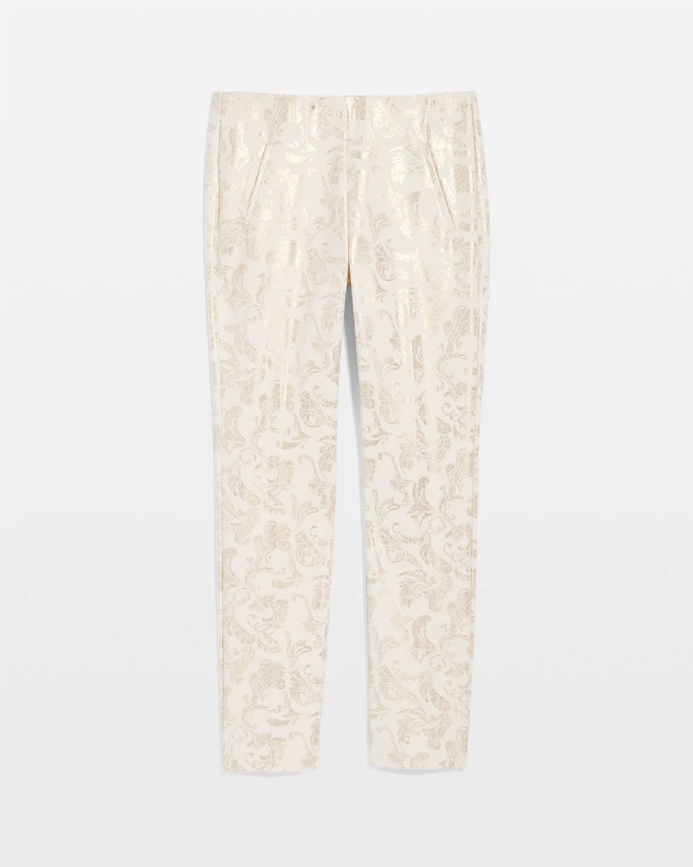 Chico's Women | Juliet Golden Foiled Slim Ankle Pants ENGLISH CREAM