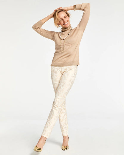 Chico's Women | Juliet Golden Foiled Slim Ankle Pants ENGLISH CREAM